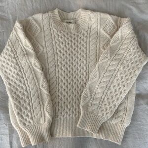 Buck Mason Highland Alpaca Cable Crew neck sweater M cream
